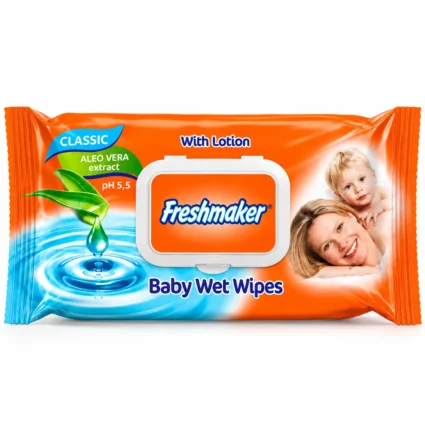 Freshmaker Aloe Vera Islak Mendil – Kapaklı, Losyonlu, pH 5.5