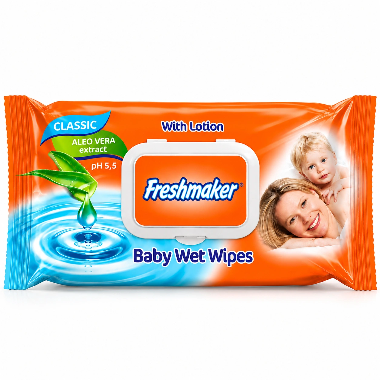 Freshmaker Aloe Vera Islak Mendil – Kapaklı, Losyonlu, pH 5.5