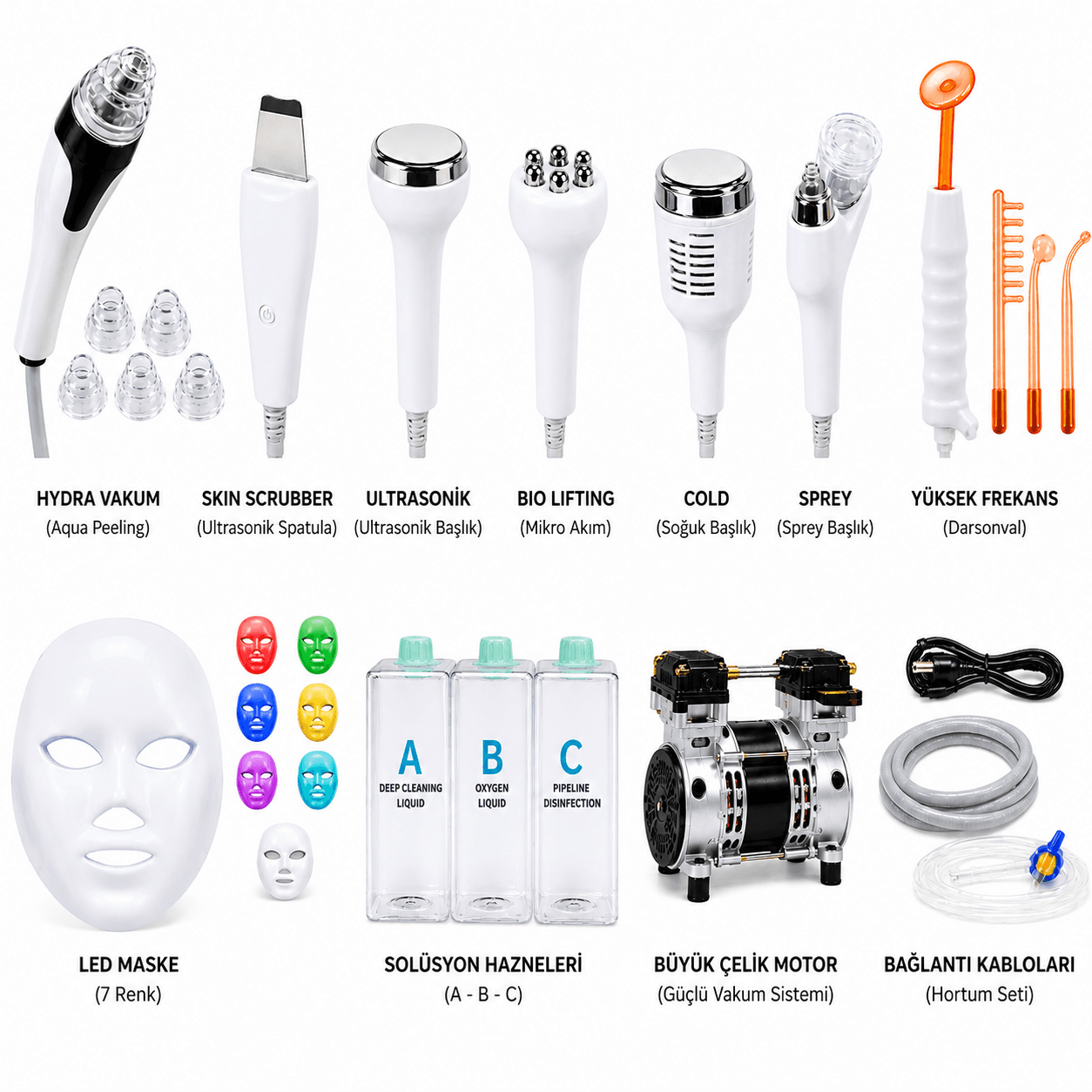 Hydrafacial Pro 8+1 Büyük Çelik Motorlu Dönen Başlık Profesyonel Cilt Bakım Cihazı - Görsel 2